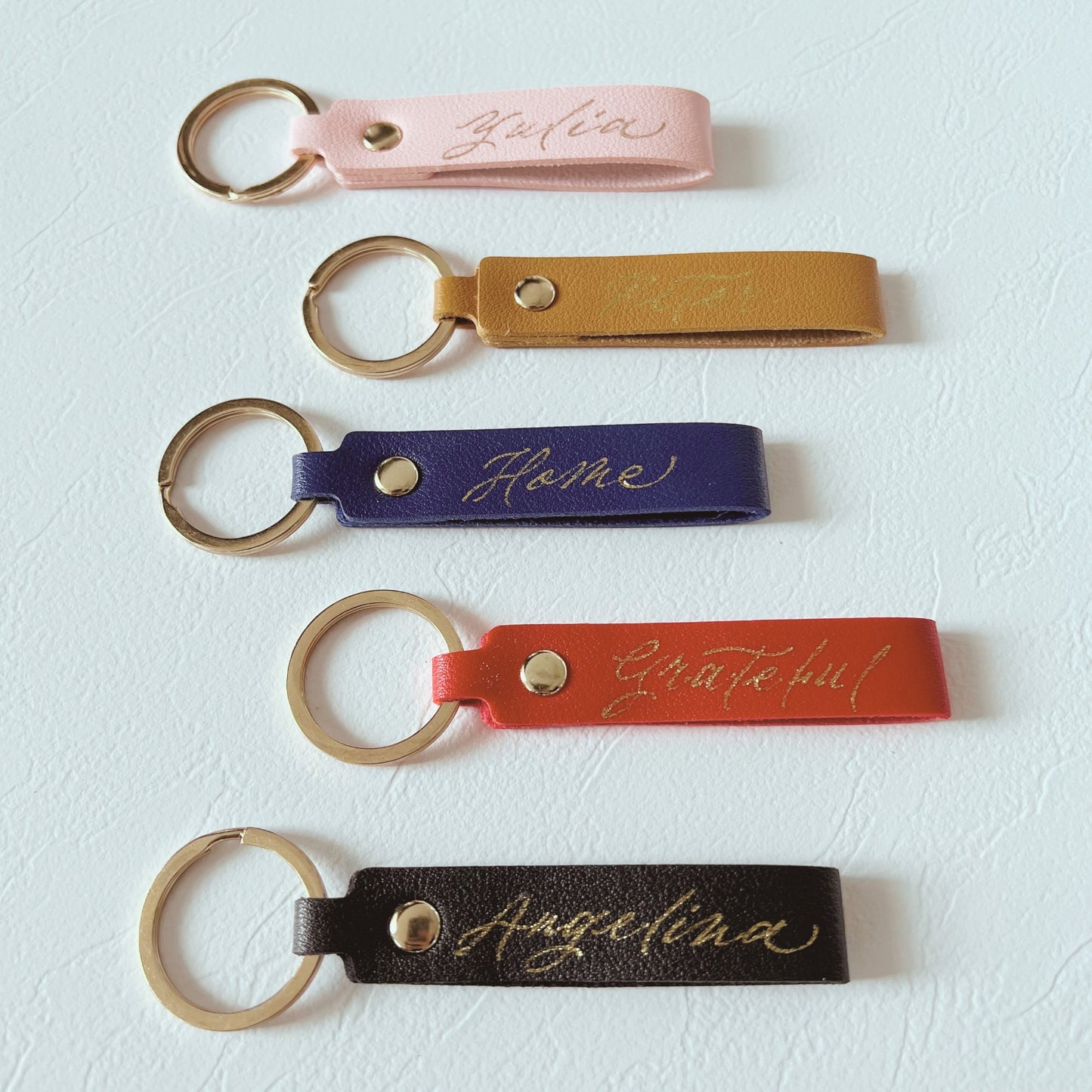 Personalized Leather Keychain with Calligraphy