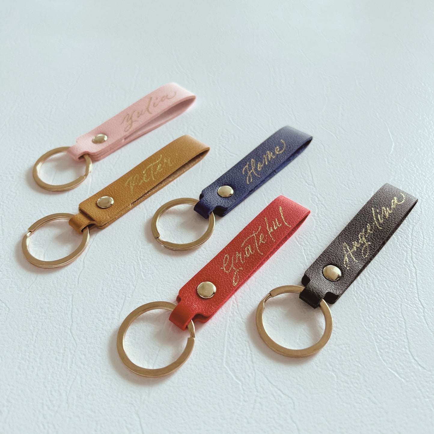 Personalized Leather Keychain with Calligraphy