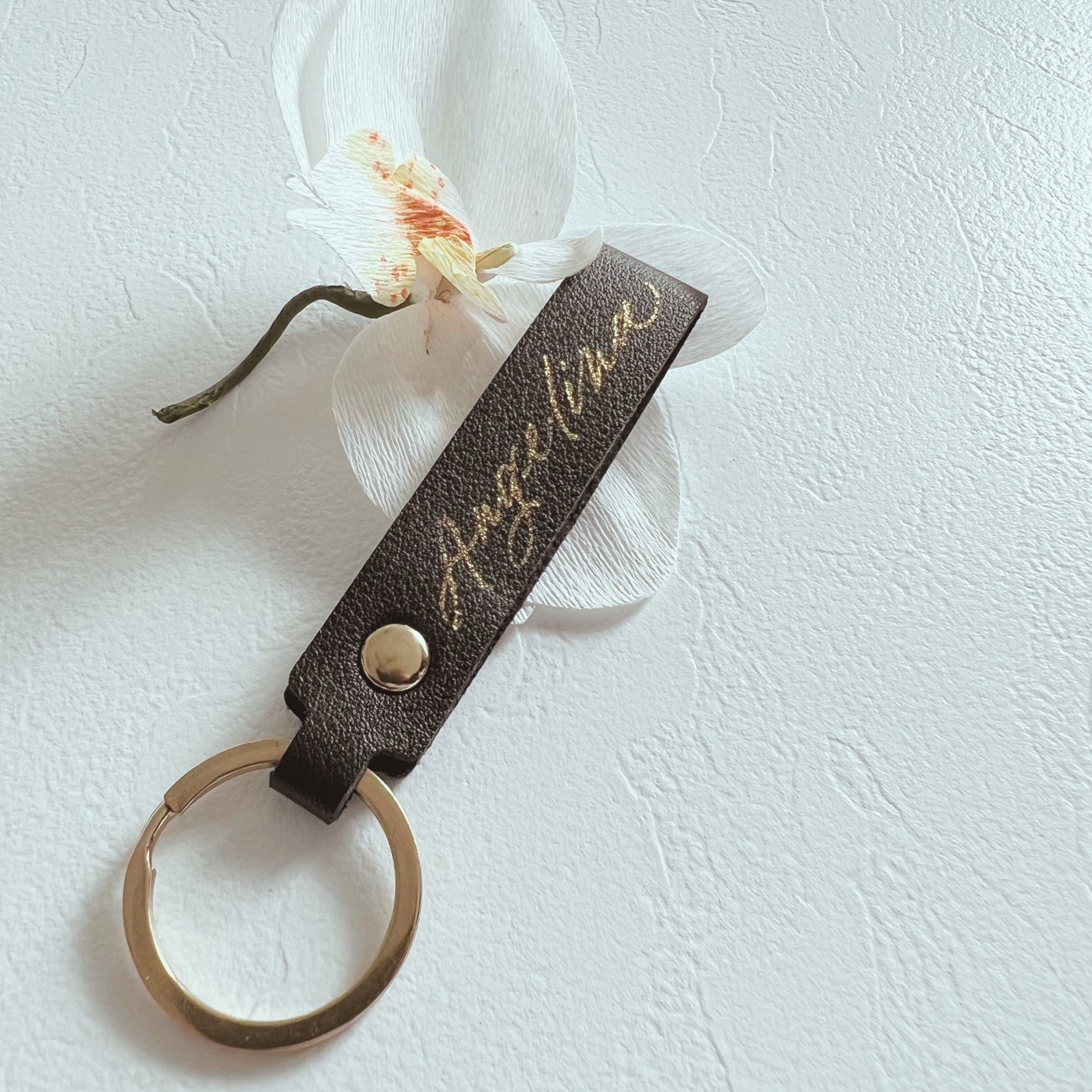 Personalized Leather Keychain with Calligraphy