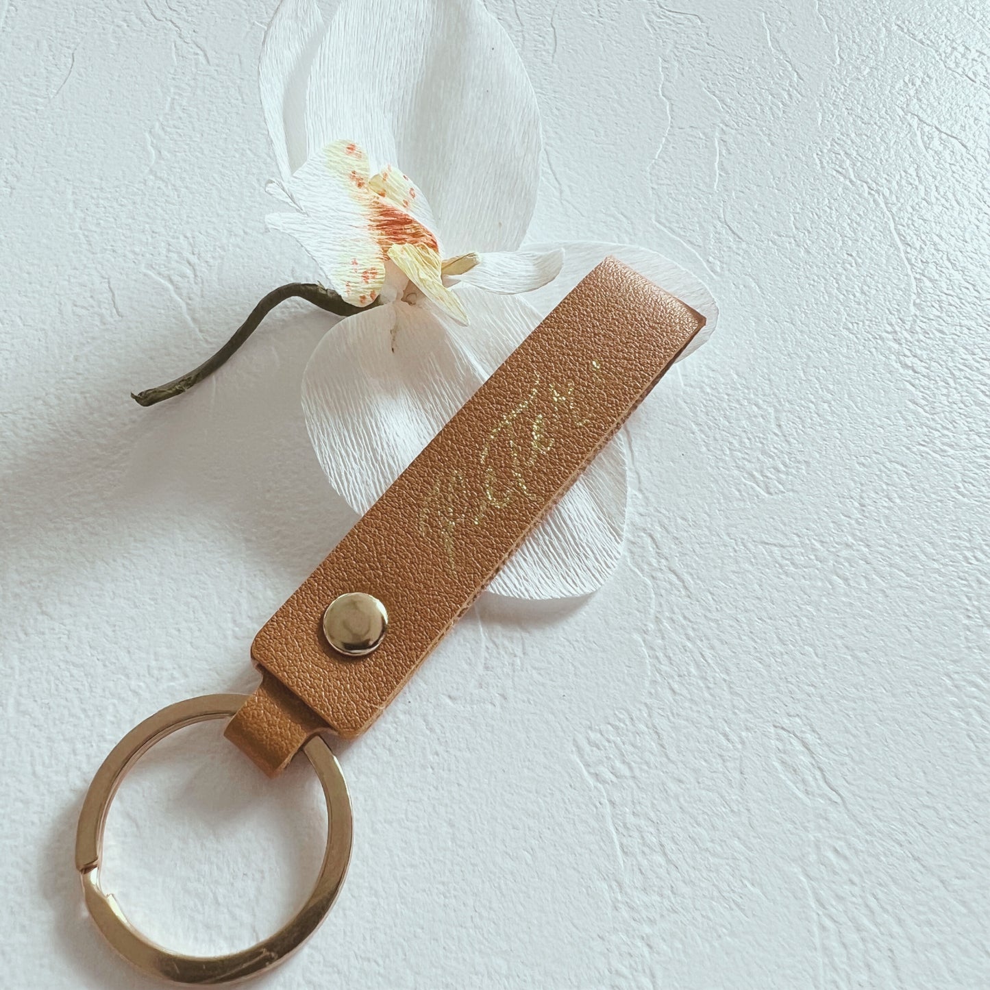 Personalized Leather Keychain with Calligraphy