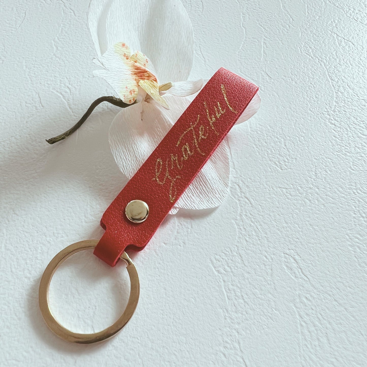 Personalized Leather Keychain with Calligraphy