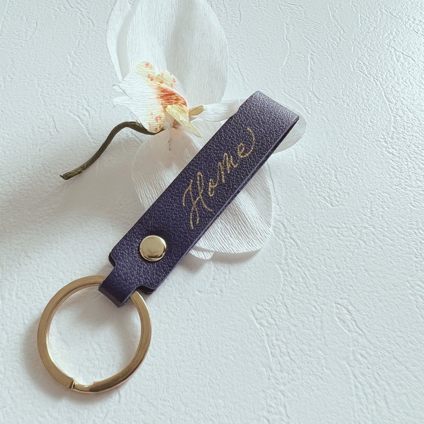 Personalized Leather Keychain with Calligraphy