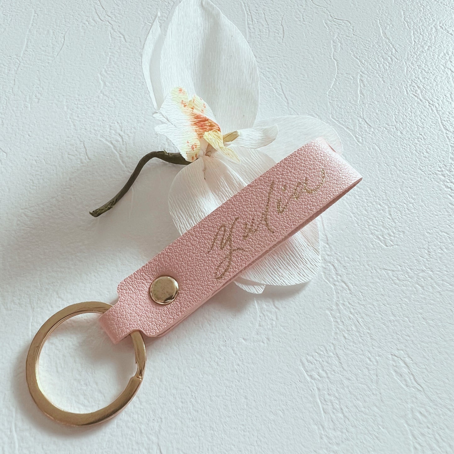 Personalized Leather Keychain with Calligraphy